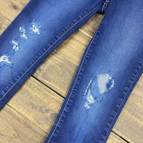 Levi's 711 Skinny Distressed Blue Jeans Women's Size 24 Dark Wash Low Rise - Picture 6 of 8